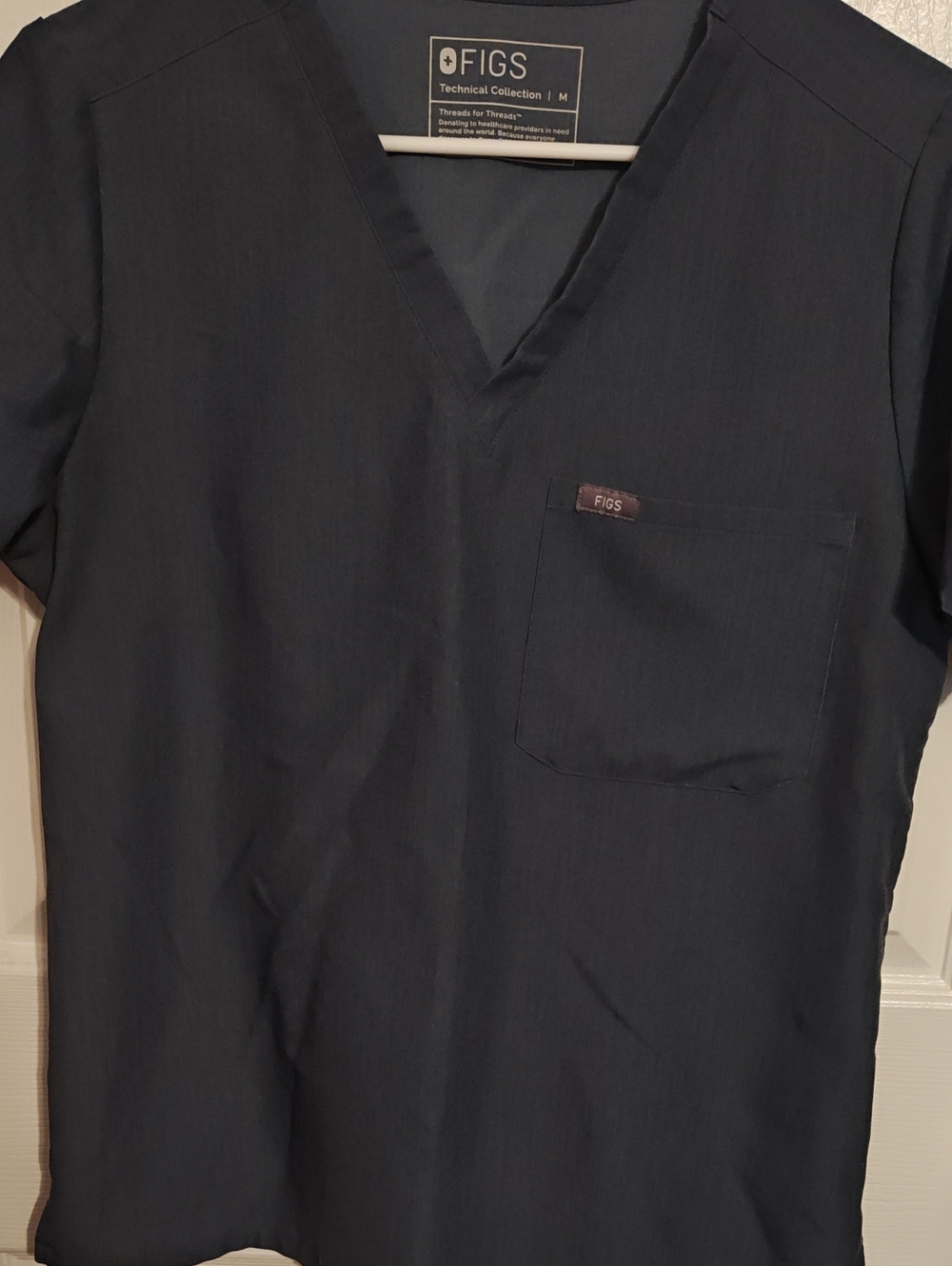 FIGS Heather Denim V-Neck Scrub Top